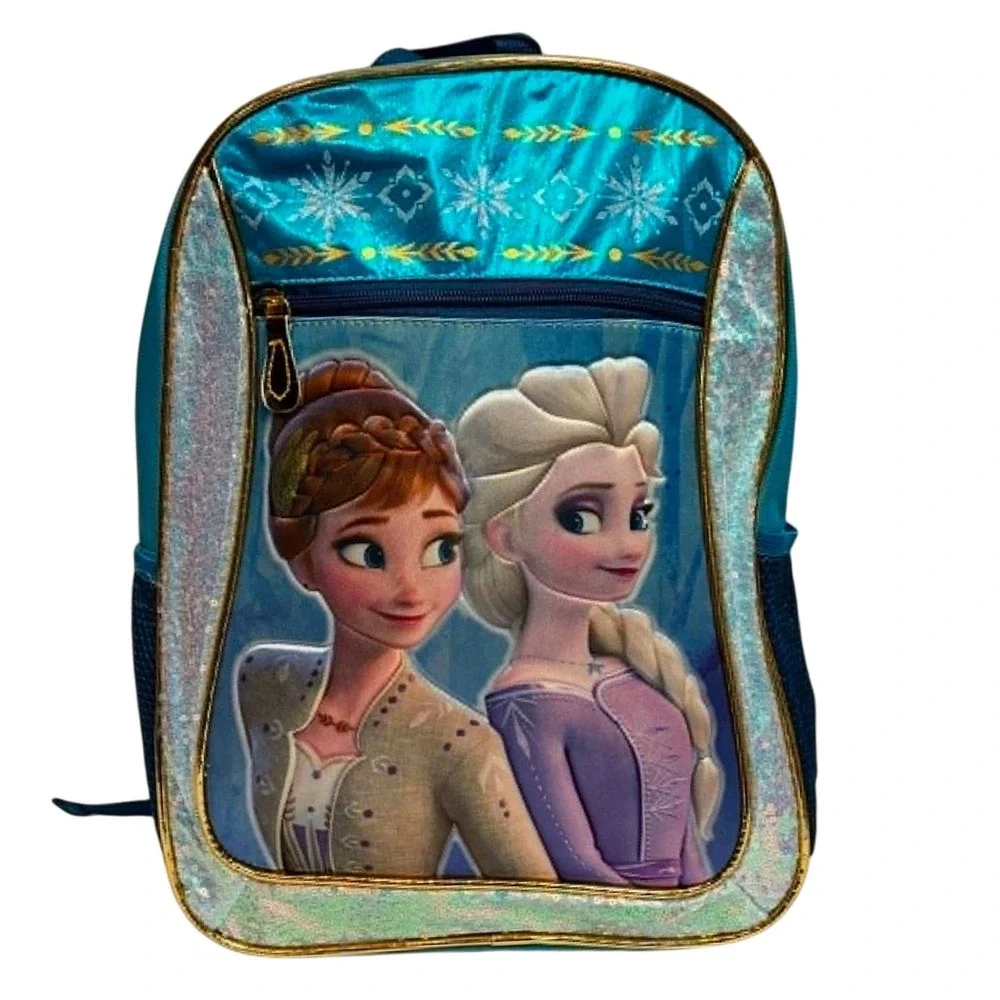 Disney Frozen II Backpack Kids Blue Anna Elsa Glitter 16